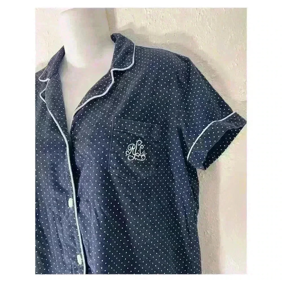 LAUREN RALPH LAUREN Womens Printed Pajama Top Only,1-Piece Size:Medium, Blue Dot - Picture 4 of 9